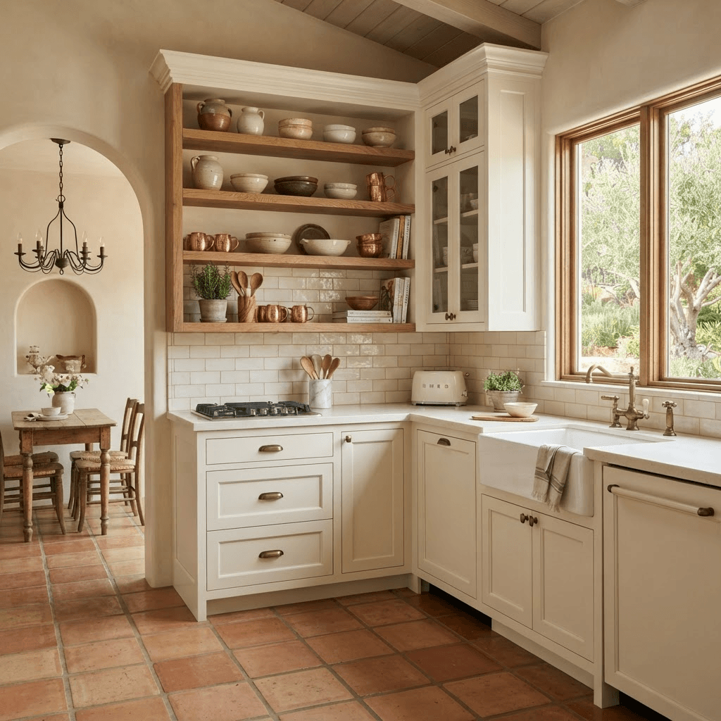 Cocina con paredes pintadas y frente de azulejo